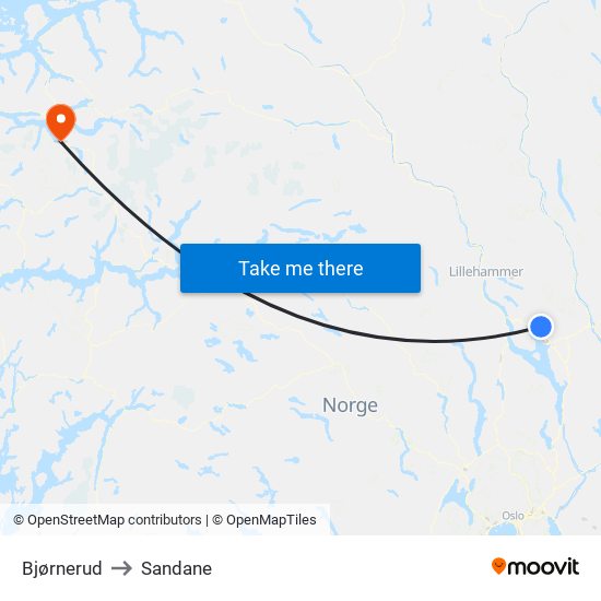 Bjørnerud to Sandane map