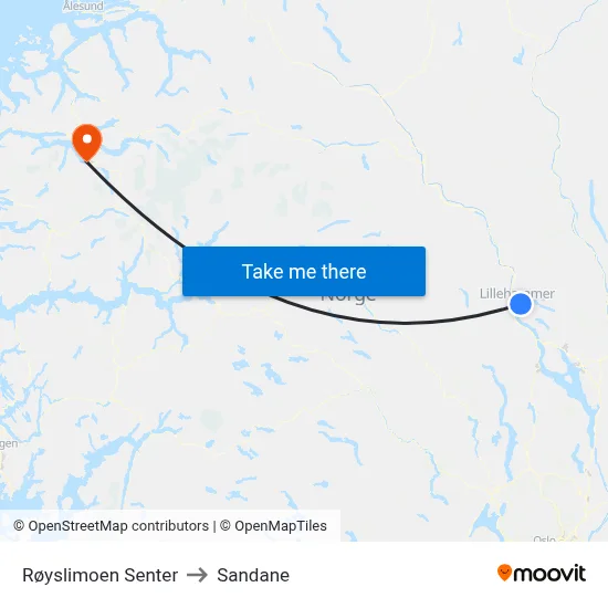 Røyslimoen Senter to Sandane map