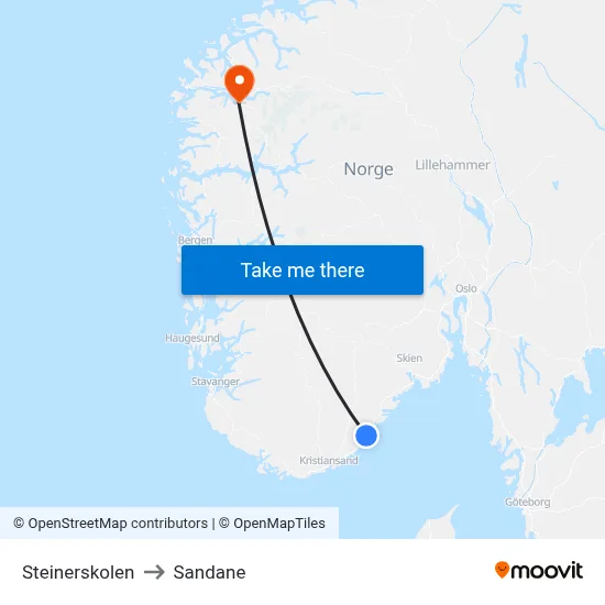 Steinerskolen to Sandane map