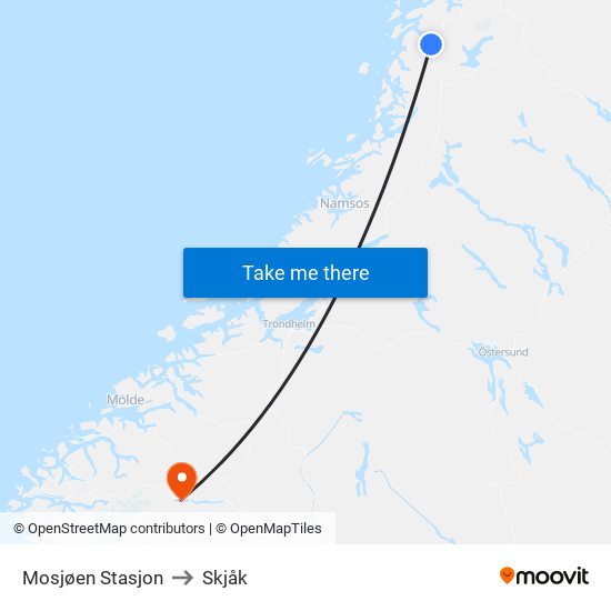 Mosjøen Stasjon to Skjåk map