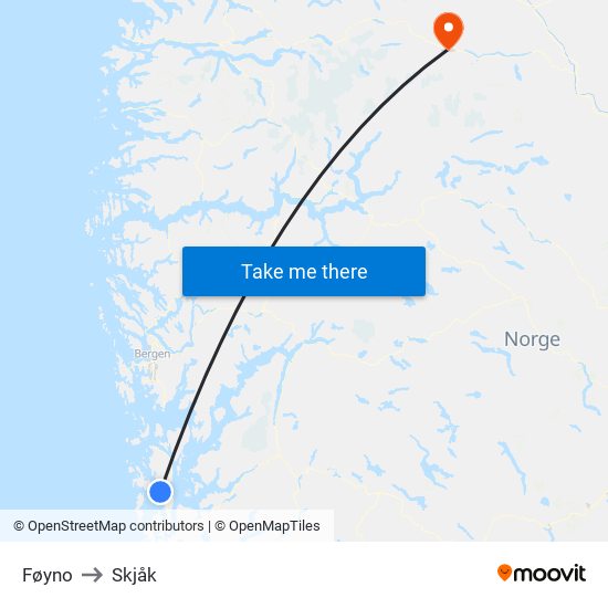 Føyno to Skjåk map