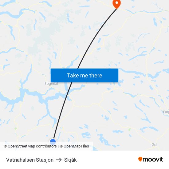 Vatnahalsen Stasjon to Skjåk map