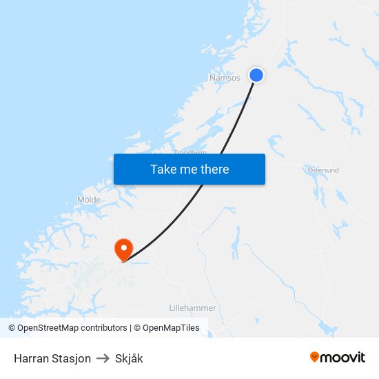 Harran Stasjon to Skjåk map