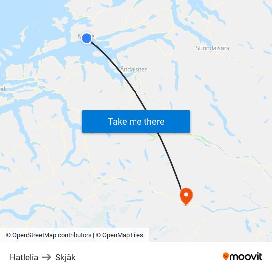 Hatlelia to Skjåk map
