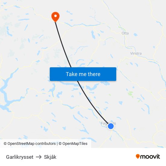 Garlikrysset to Skjåk map