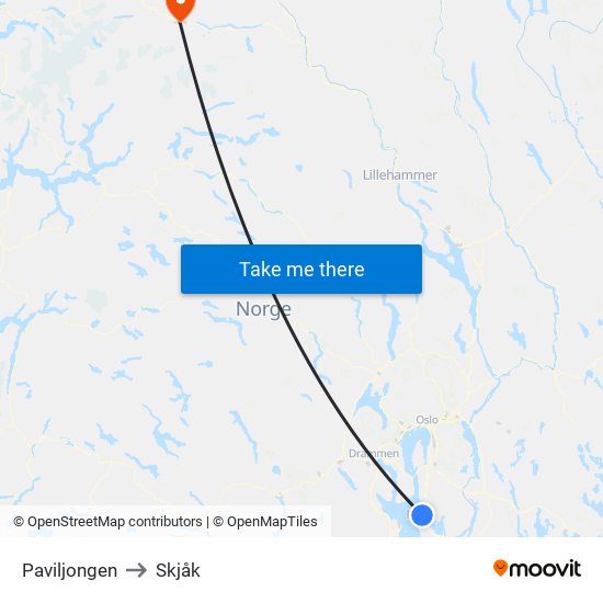 Paviljongen to Skjåk map