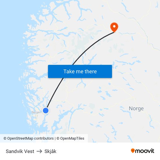 Sandvik Vest to Skjåk map