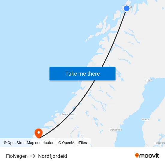 Fiolvegen to Nordfjordeid map