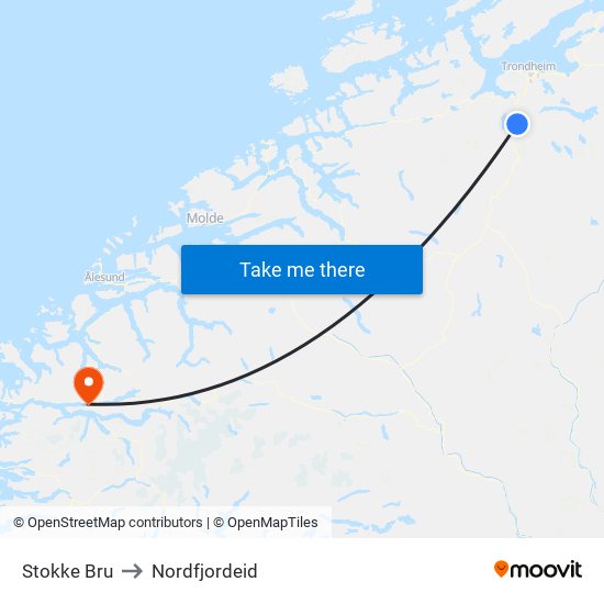 Stokke Bru to Nordfjordeid map