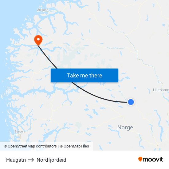 Haugatn to Nordfjordeid map