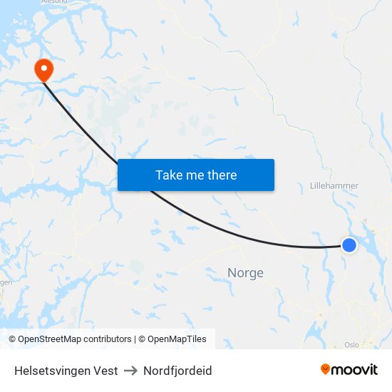 Helsetsvingen Vest to Nordfjordeid map