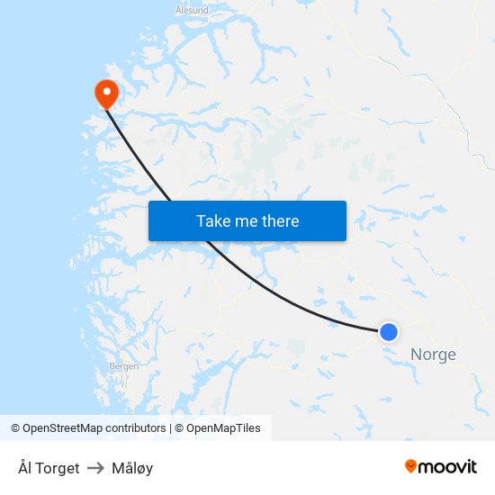 Ål Torget to Måløy map