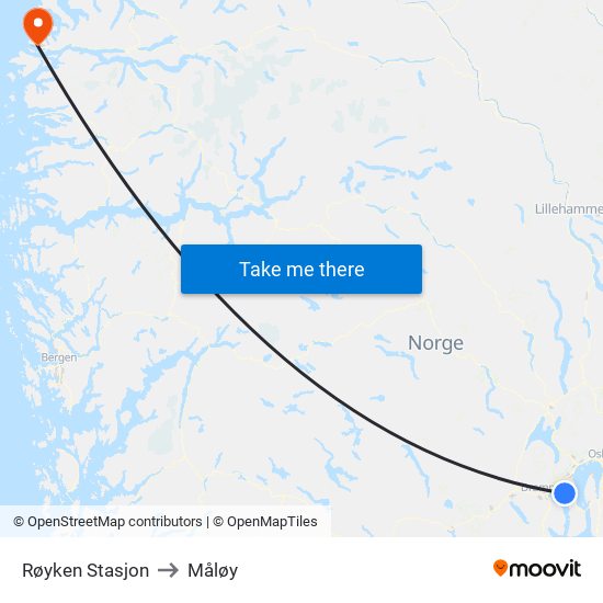 Røyken Stasjon to Måløy map