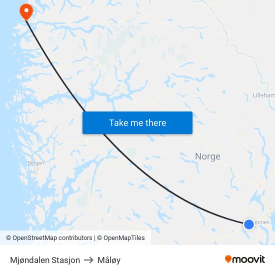 Mjøndalen Stasjon to Måløy map