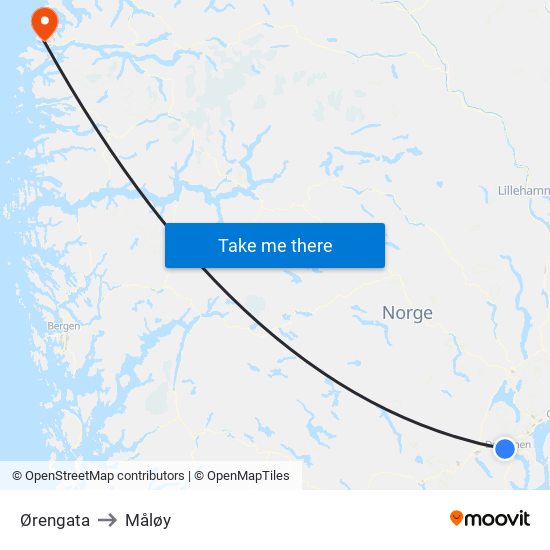 Ørengata to Måløy map