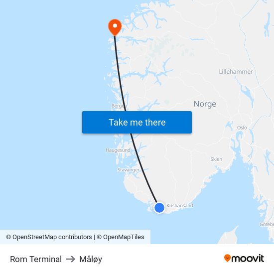 Rom Terminal to Måløy map