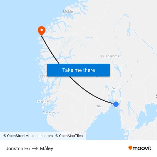 Jonsten E6 to Måløy map