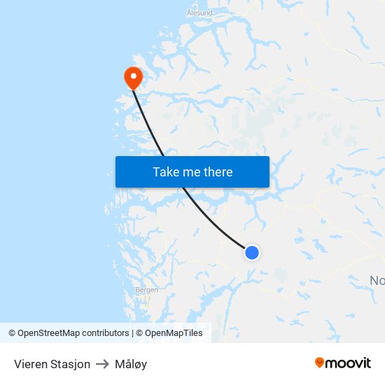 Vieren Stasjon to Måløy map