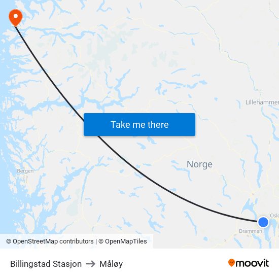 Billingstad Stasjon to Måløy map