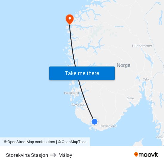 Storekvina Stasjon to Måløy map