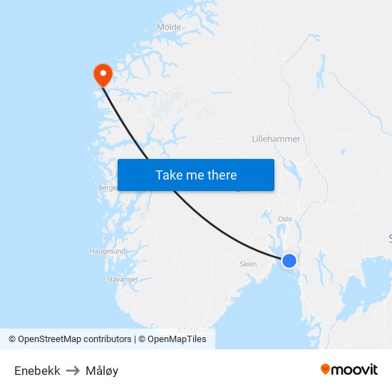 Enebekk to Måløy map