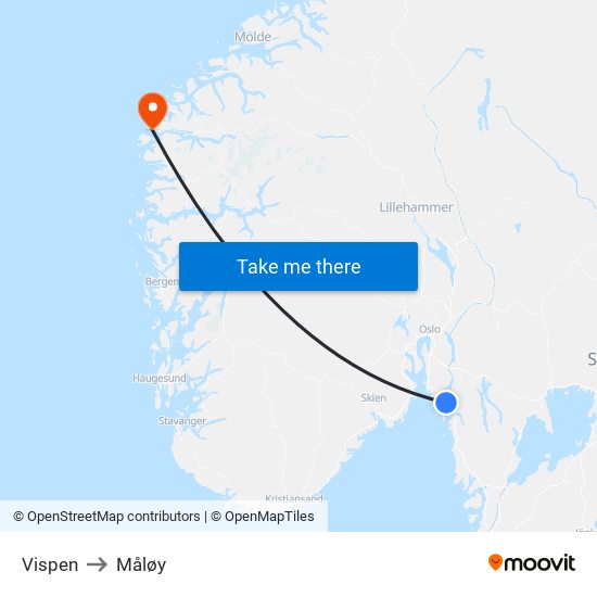 Vispen to Måløy map