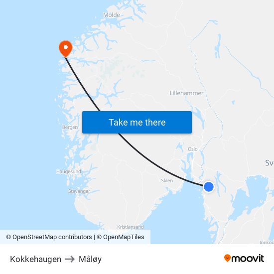 Kokkehaugen to Måløy map