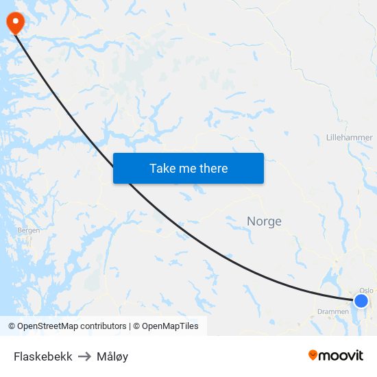 Flaskebekk to Måløy map