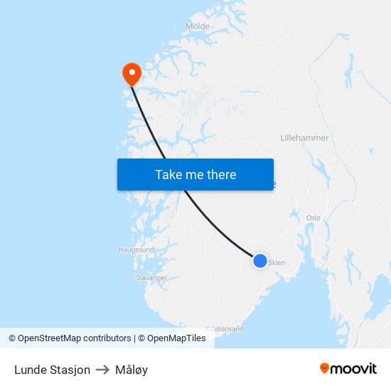 Lunde Stasjon to Måløy map