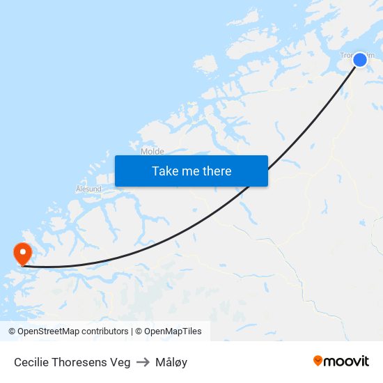 Cecilie Thoresens Veg to Måløy map