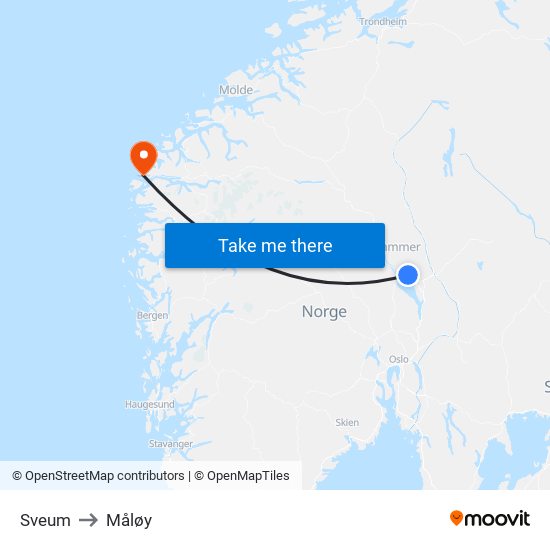 Sveum to Måløy map
