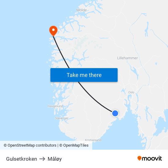 Gulsetkroken to Måløy map