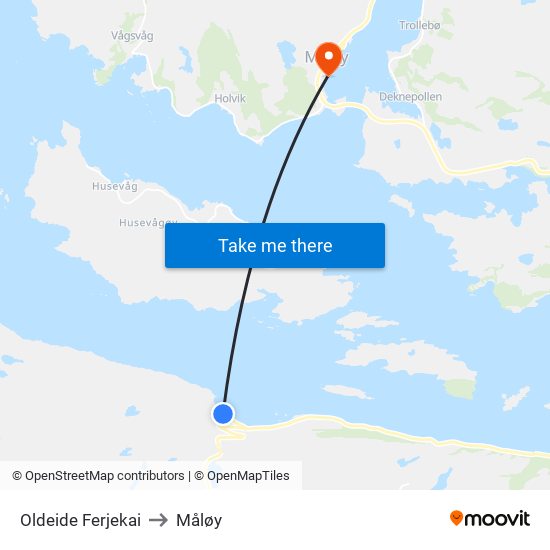 Oldeide Ferjekai to Måløy map