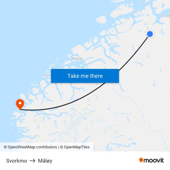 Svorkmo to Måløy map