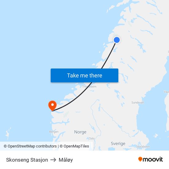 Skonseng Stasjon to Måløy map