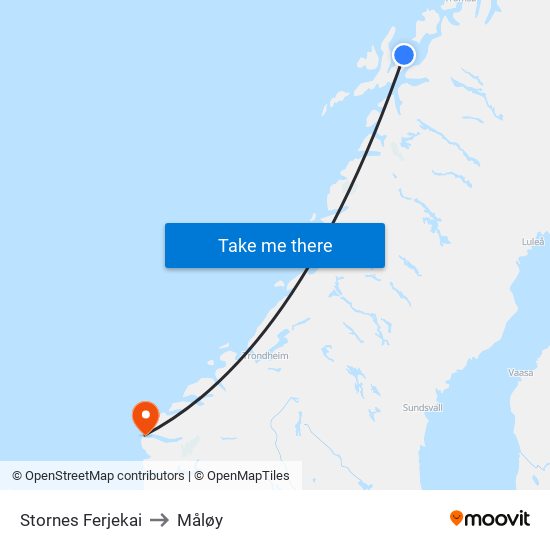 Stornes Ferjekai to Måløy map