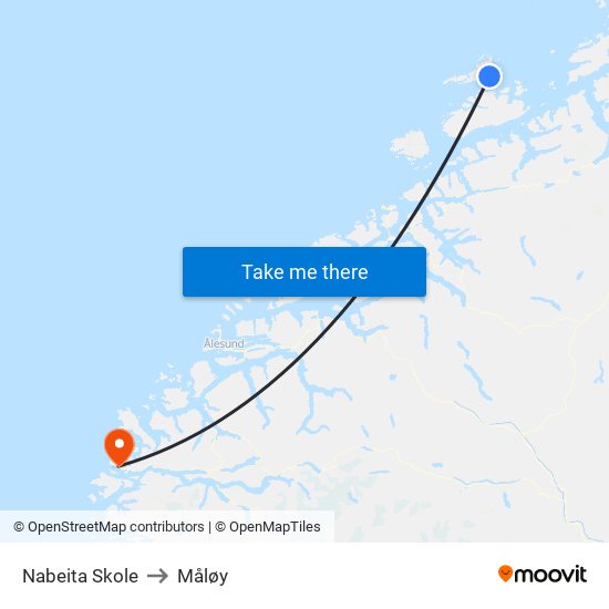 Nabeita Skole to Måløy map