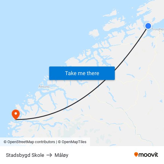 Stadsbygd Skole to Måløy map