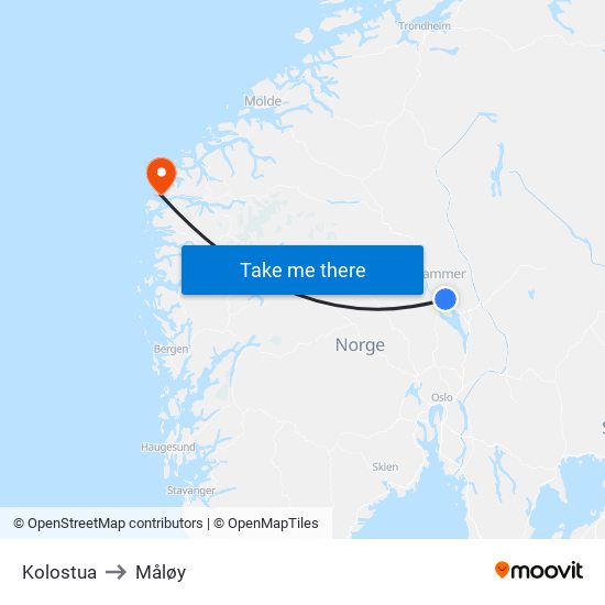 Kolostua to Måløy map