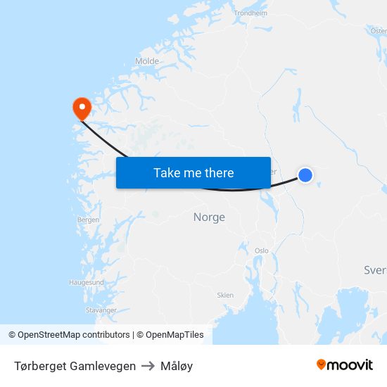 Tørberget Gamlevegen to Måløy map