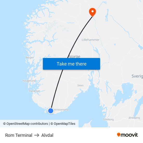 Rom Terminal to Alvdal map