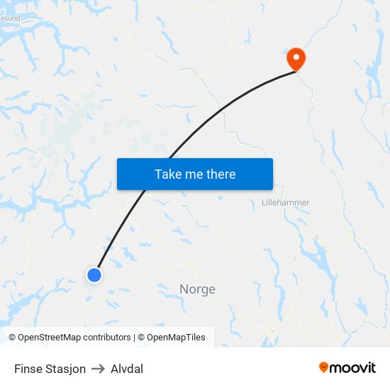 Finse Stasjon to Alvdal map