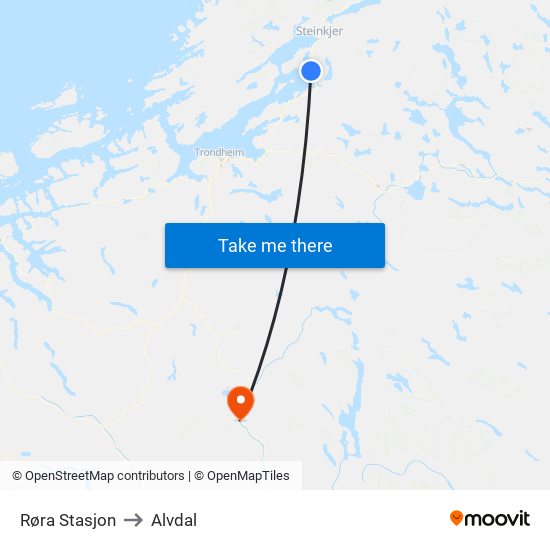 Røra Stasjon to Alvdal map