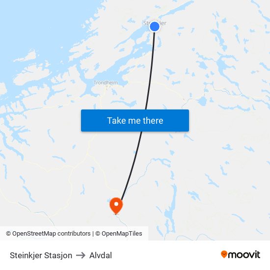 Steinkjer Stasjon to Alvdal map