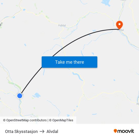 Otta Skysstasjon to Alvdal map