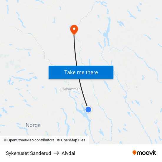 Sykehuset Sanderud to Alvdal map