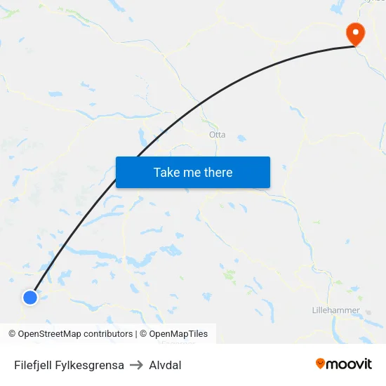 Filefjell Fylkesgrensa to Alvdal map
