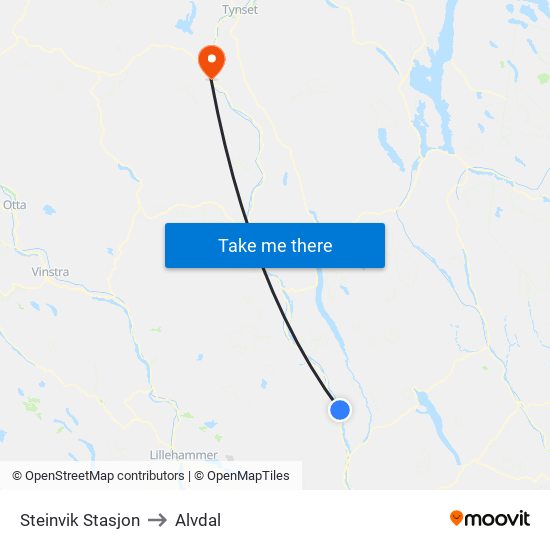 Steinvik Stasjon to Alvdal map