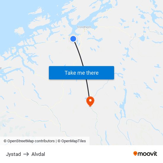 Jystad to Alvdal map