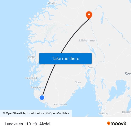 Lundveien 110 to Alvdal map